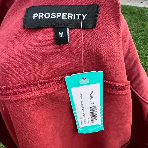 Woman’s Burgundy Red Stretch Denim Jacket - Picture 4 of 5